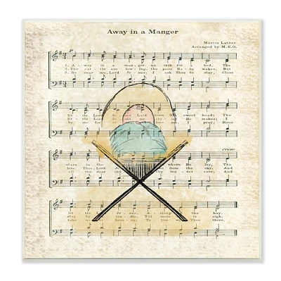 Stupell Industries Baby Jesus Cradle Away In Manger Musical Script Wall Art