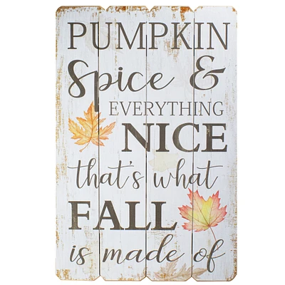 23.5" Whitewashed Pumpkin Spice Everything Nice Fall Wooden Hanging Wall Sign