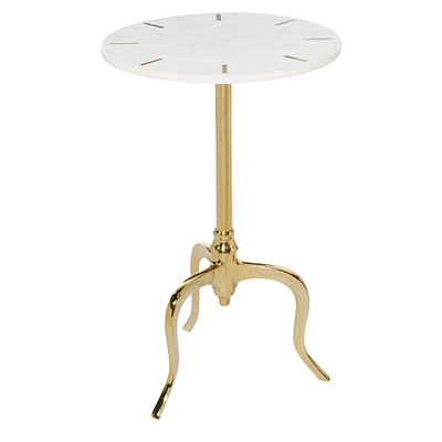 25" White Contemporary Marble Accent Table