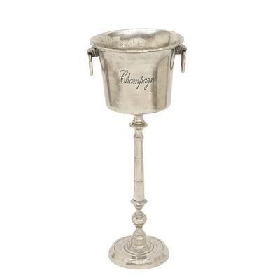 35" Silver Metal Champagne Bottle Holder Bucket