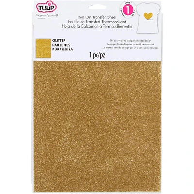 Tulip® Gold Iron-On Glitter Transfer Sheet, 8.5" x 11"