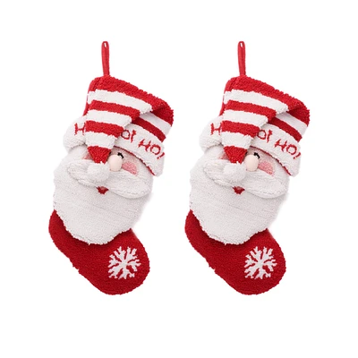 Glitzhome® 19" Red & White Santa Stockings, 2ct.