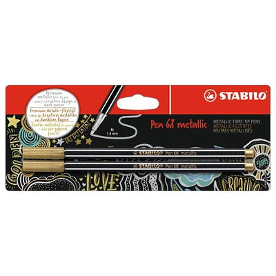 8 Packs: 2 ct. (16 total) STABILO® Pen 68 Metallic Gold Pens