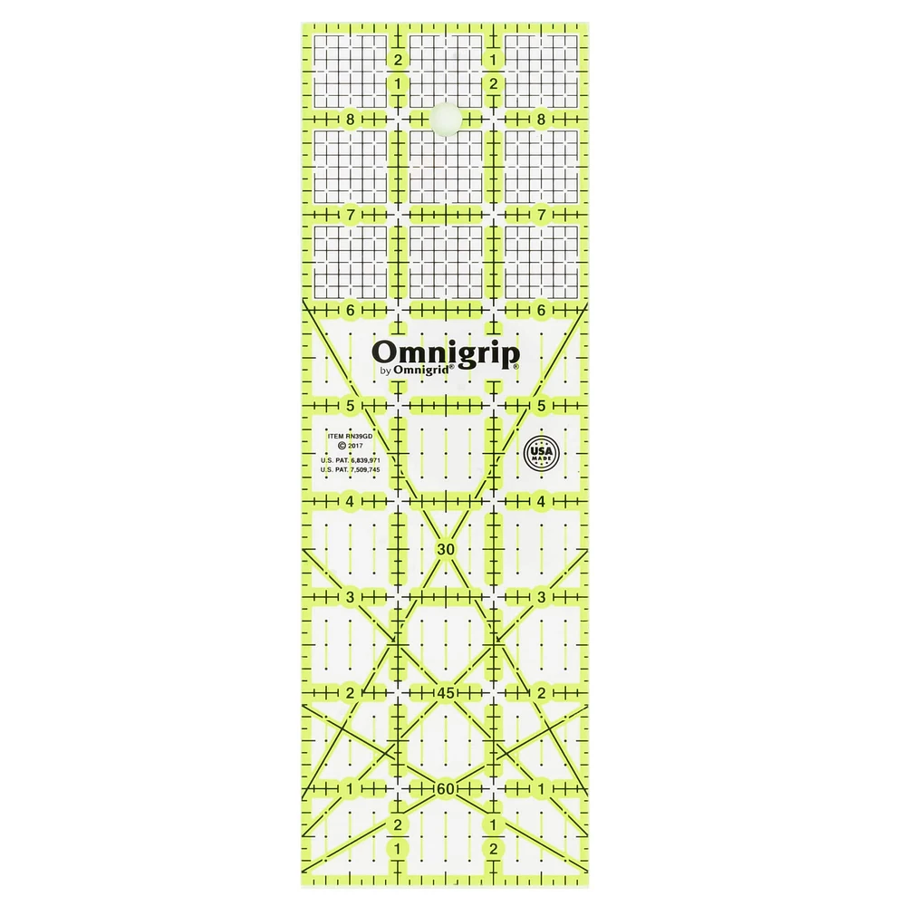 Omnigrid® Omnigrip Rectangle Quilting Grid Ruler, 3" x 9"