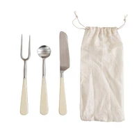 White Handled Stainless Steel Appetizer Utensil Set