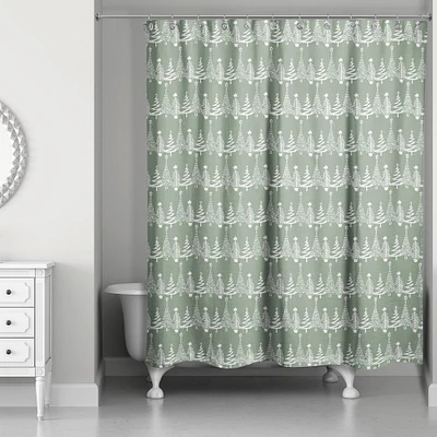 Sage Christmas Tree Pattern Shower Curtain