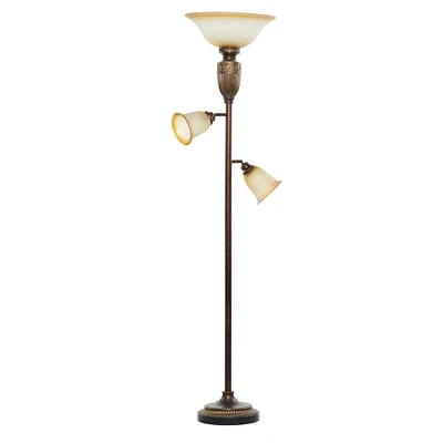 Brown Glass Traditional Floor Lamp, 70" x 19"