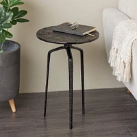 22" Gray Aluminum Geometric Textured Accent Table