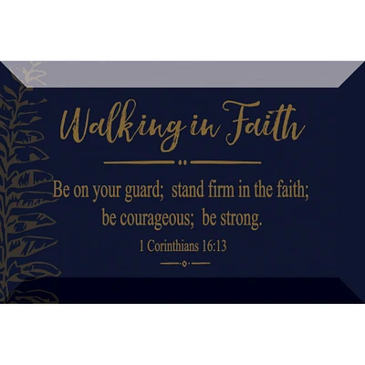 Walking In Faith Glass Plaque with Easel & Hanger