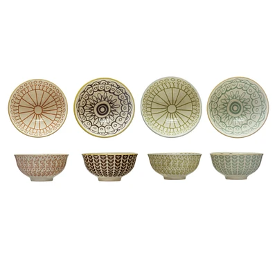 Painted Patterns Stoneware Bowl Set