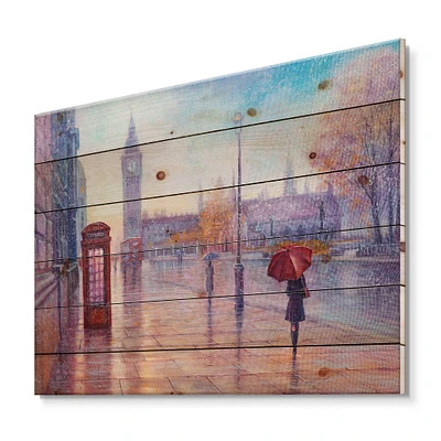 Designart - Big Ben and Woman With Red Umbrella In London