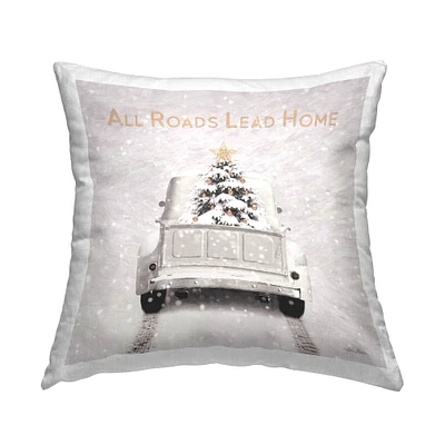 Stupell Industries All Roads Lead Home Christmas Tree Throw Pillow