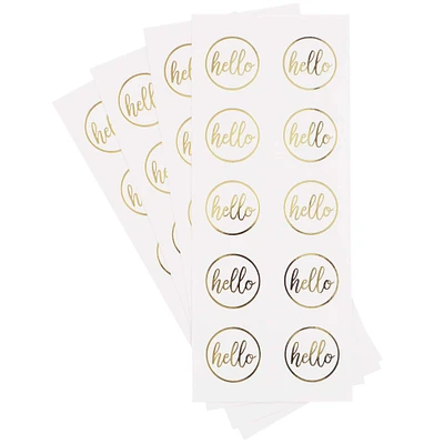 12 Packs: 40 ct. (480 total) Gold Hello Foil Envelope Seals by Recollections™