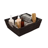 Simplify Chocolate Shelf Storage Rattan Tote Basket