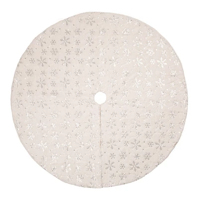 Glitzhome® 48" White Plush with Snowflake Christmas Tree Skirt