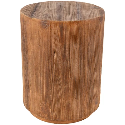 18" Brown Wood Grain Block Outdoor Accent Table 