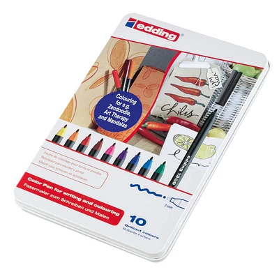 edding® 1300 Color Fiber Pen Tin Set, 10ct.
