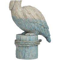 14.5" Blue & Beige Coastal Crane Tabletop Décor