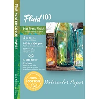 6 Pack: Global Art Fluid™ 100 Hot Press Watercolor Paper Block, 4" x 6"