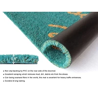 RugSmith Blue Be Happy Machine Tufted Doormat