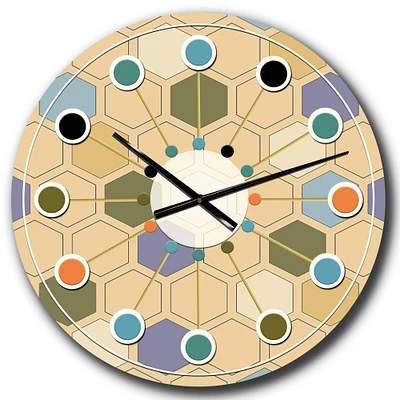 Designart 'Retro Hexagon Patternx Mid-Century Modern Wall Clock