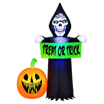 5.5ft. Inflatable Halloween Light Up Trick-or-Treating Reaper & Pumpkin Scene