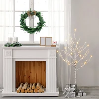 4ft. Pre-Lit White Artificial Twig Christmas Tree, White Lights