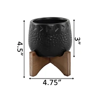 Flora Bunda 3.5" Matte Black Caveman Ceramic On Stand