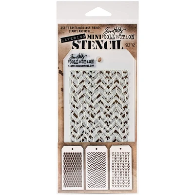 Stampers Anonymous Tim Holtz® Mini #12 Layering Stencil Set