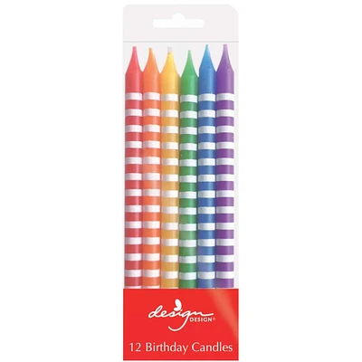 Design Design Multicolor Stripes Birthday Candle Sticks Set