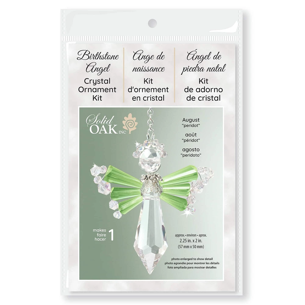 Solid Oak August/Peridot Birthstone Angel Crystal Suncatcher Ornament Kit