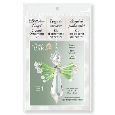 Solid Oak August/Peridot Birthstone Angel Crystal Suncatcher Ornament Kit
