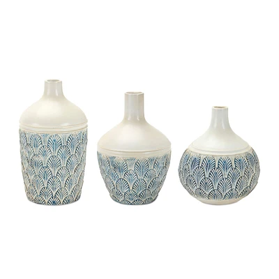 Decorative Leaf Print Vase Set