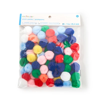 12 Packs: 80 ct. (960 total) 1" Multicolor Pom Poms by Creatology™