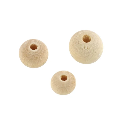 6 Pack: Unfinished Wooden Round Beads by Bead Landing™
