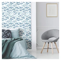 RoomMates Blue & White Paul Brent Watercolor Chevron Peel & Stick Wallpaper