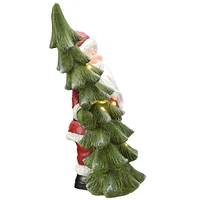 17" Lighted Santa with Christmas Tree Figurine