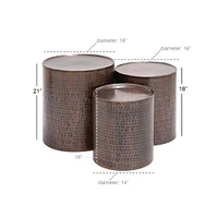 Brown Metal Industrial Accent Table Set