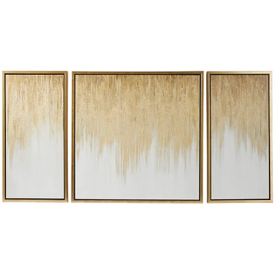 Gold Canvas Ombre Geode Framed Wall Art with Gold Frame Set of 3 32", 16", 16"