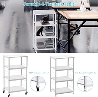 White Kitchen Cart 4-Tier Rolling Cart