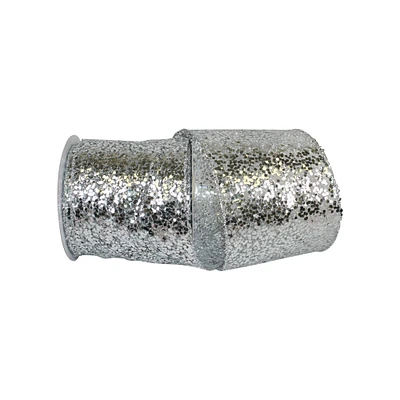 Reliant 4" x 10yd. Silver Sequin Glitter Wired Web Mesh Ribbon