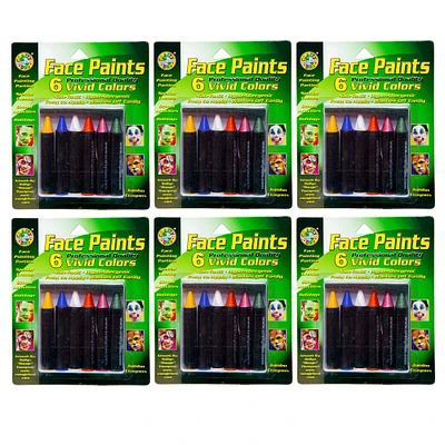 Crafty Dab® Jumbo Crayon Face Paints, Assorted Colors, 6 Per Pack, 6 Packs