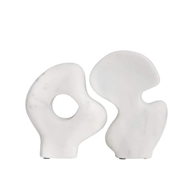 Bloomingville 6.5" White Decorative Abstract Marble Sculptures Set