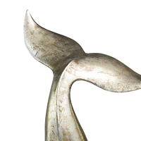 16" Distressed Silver & Copper Whale Tail Decorative Sculpture