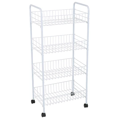 Simplify 4-Tier White Rolling Storage Cart