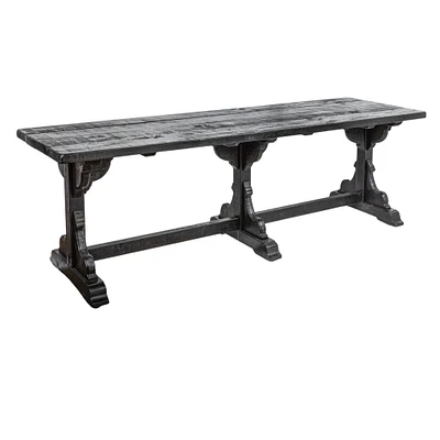 Black Reclaimed Pine Wood Rectangular Dining Table