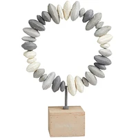 18.25" Gray Abstract Circular Stones Tabletop Sculpture