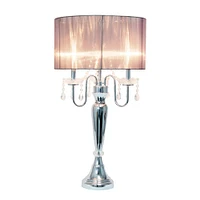 Elegant Designs™ 31" Gray Sheer Shade Table Lamp with Hanging Crystals