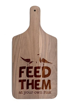 17" Feed Them At Your Own Risk Walnut Wood Paddle Cutting Board