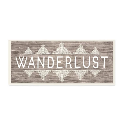 Stupell Industries Rustic Wanderlust Phrase with Paisley Country Pattern, 7" x 17"